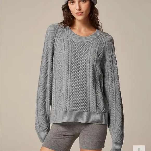 NWT! J. Crew Cotton Cable Knit Crew Neck Sweater - Picture 2 of 7